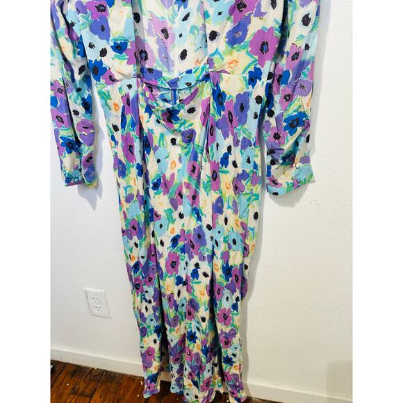 NWT RIXO Lilac link Floral 100% Silk Open Back Dani Maxi Dress Size US 10 - Picture 5 of 16